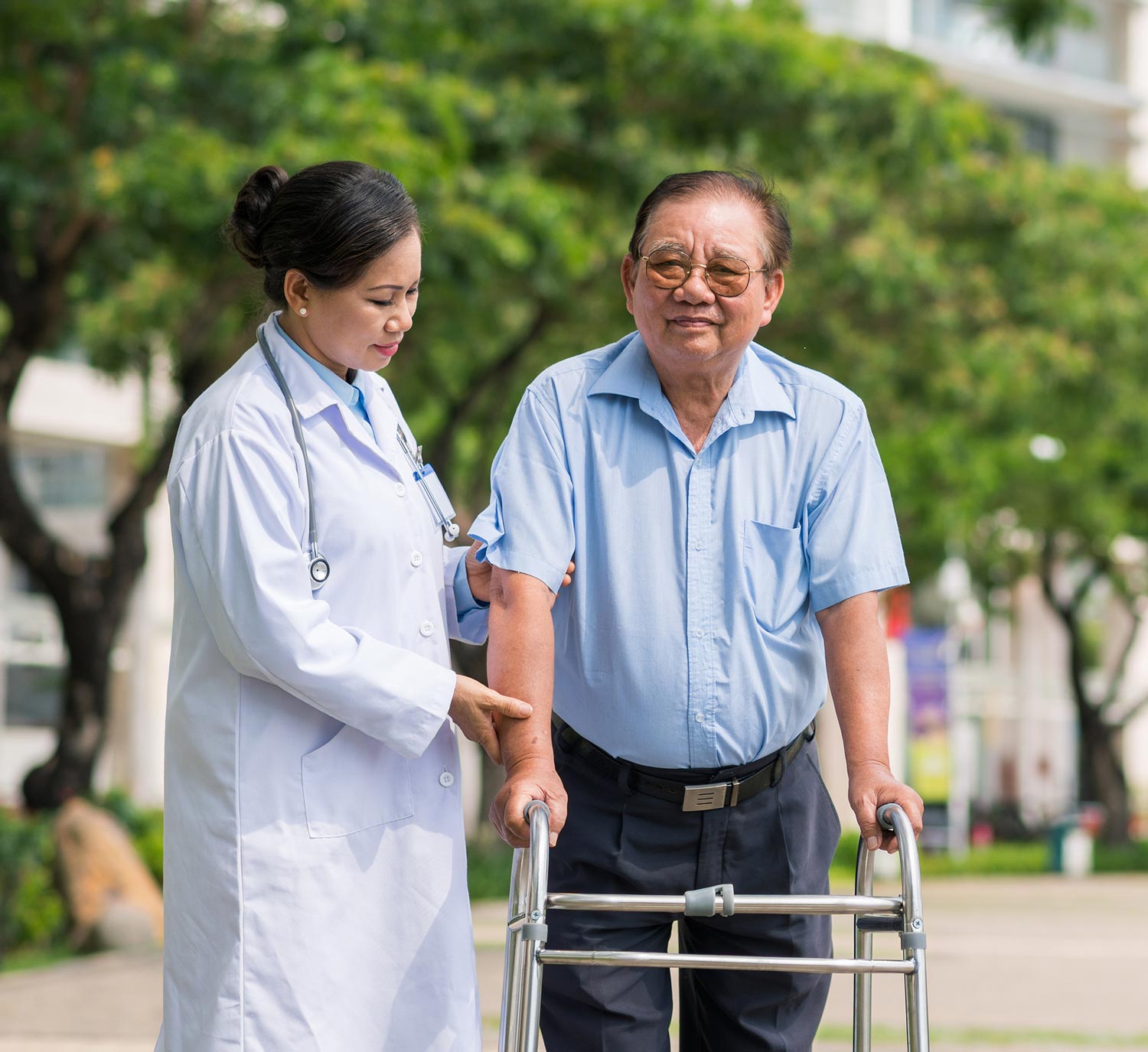 a man walking with a walker